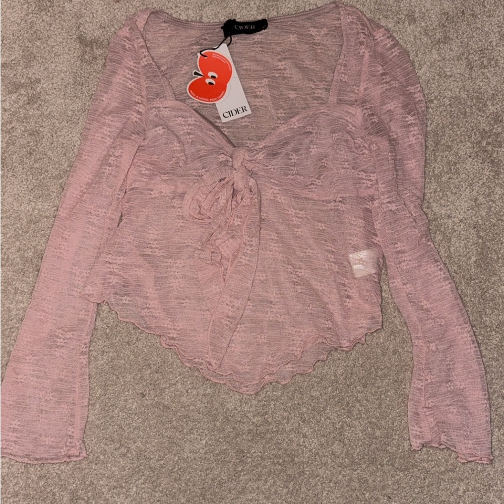 Cider Light Pink Textured Blouse